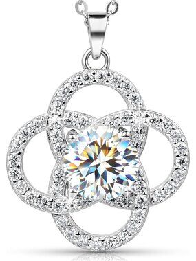 Women’s Silver White Love Sterling Moissanite Dainty Jewelry Pendant Necklace